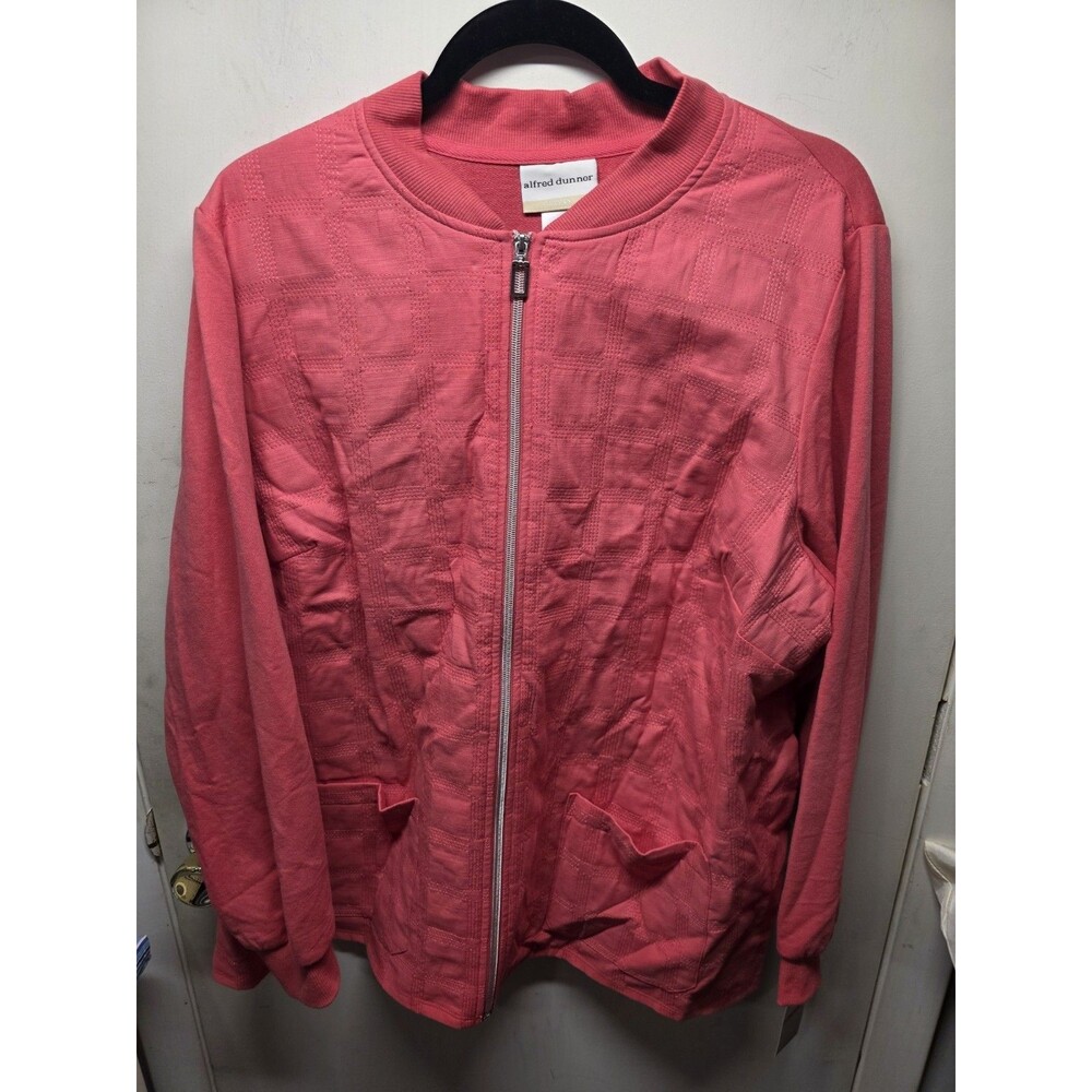 NWT Alfred Dunner Coral Pink Full Zip Light Jacket Plus Size 2X